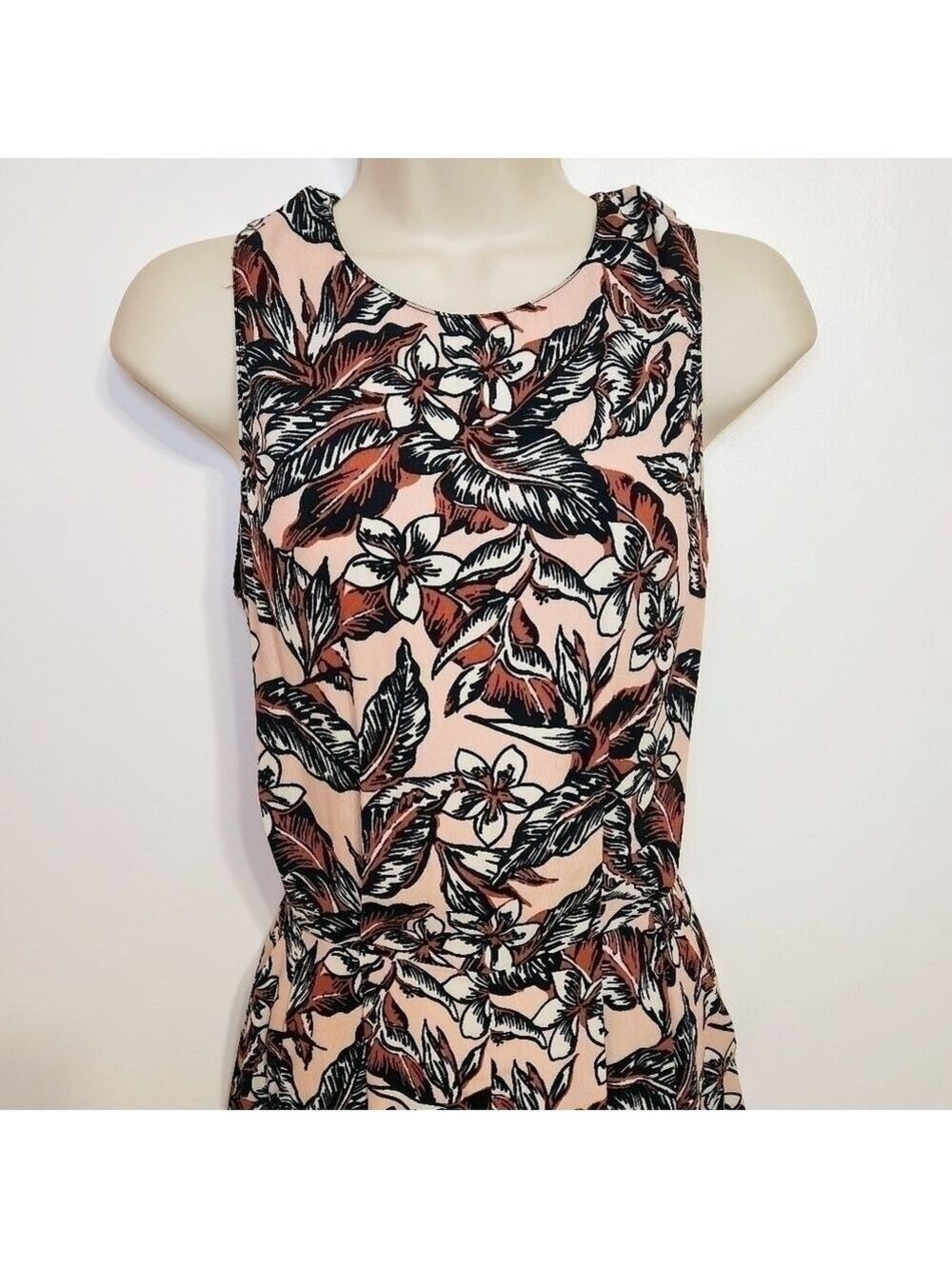 Zara Woman Peach Black Floral Print Romper X Small - Picture 3 of 12
